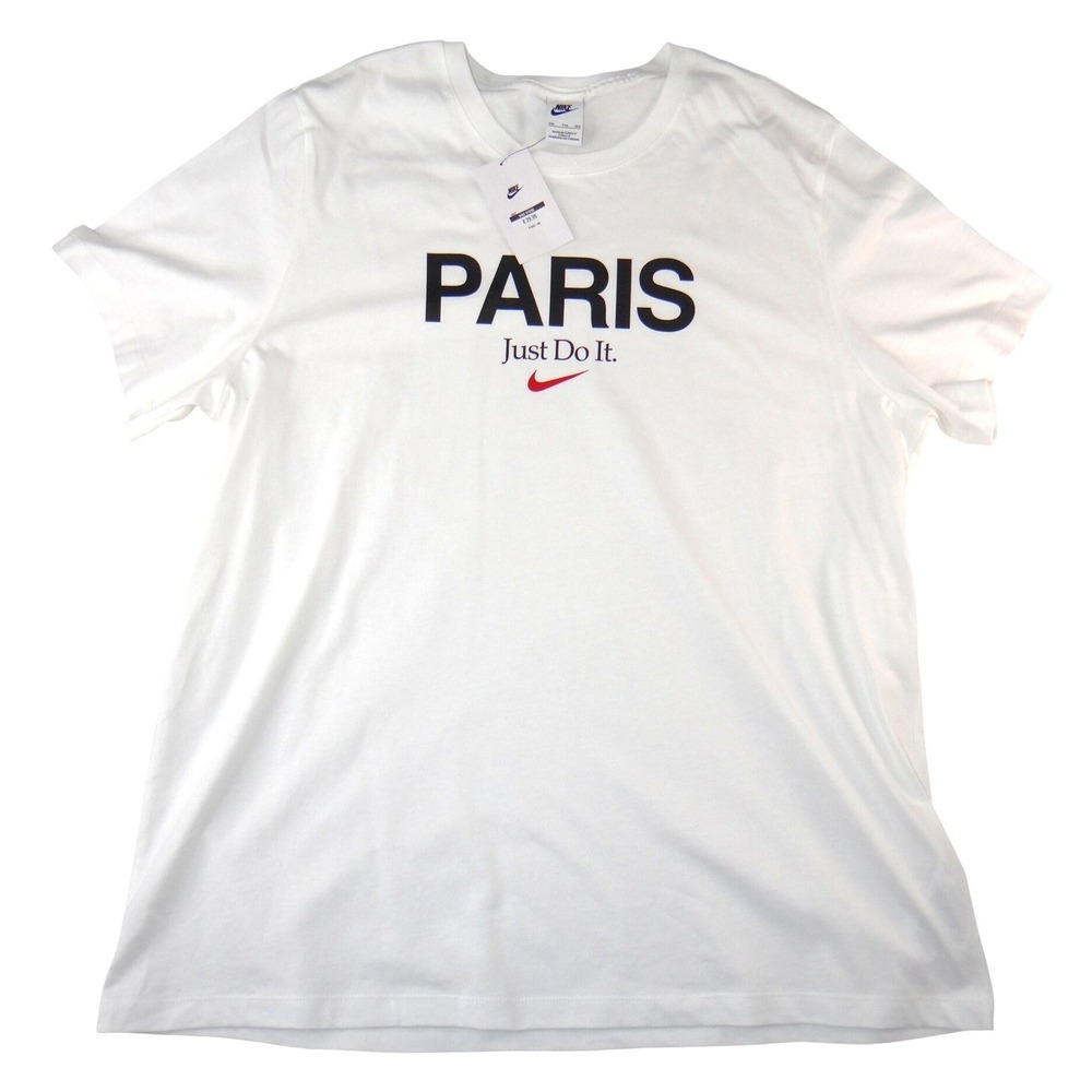 NWT Nike Paris Just Do It Graphic Tee Mens XXL White Short Sleeve Shirt